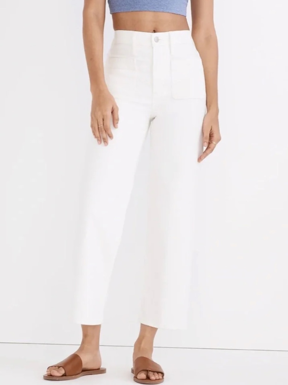 Madewell Perfect Vintage Wide-Leg Jean Tile White patch pocket 28 petite